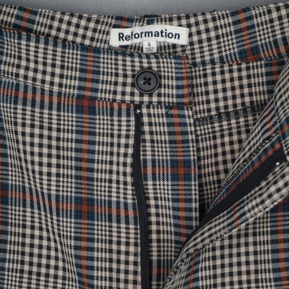 Reformation Franklin Straight Leg Trouser Pants in Beige and Red Plaid size 6 - Picture 14 of 16